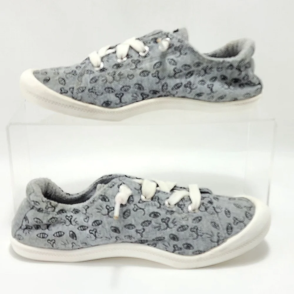 BOBS BY SKETCHERS - Slip-on sneakers, cats, gray/black, size 7.5 - Picture 2 of 10